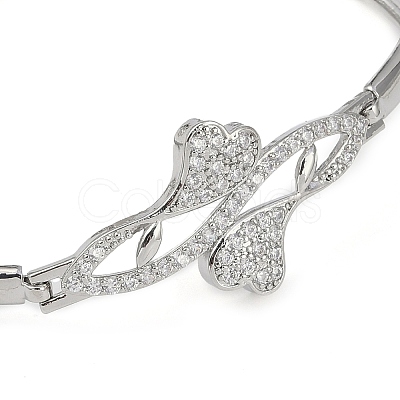 Rack Plating Brass Micro Pave Clear Cubic Zirconia Link Chain Bracelets BJEW-Z069-02P-02-1