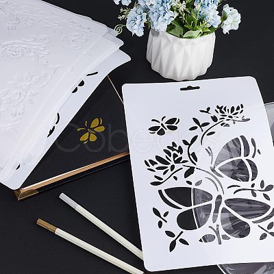 Gorgecraft 10Pcs 10 Styles PP Plastic Hollow Out Drawing Painting Stencils Templates DIY-GF0007-35-1