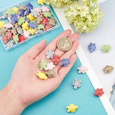 SUPERFINDINGS 56Pcs 7 Colors Handmade Porcelain Ceramic Beads PORC-FH0001-04-1