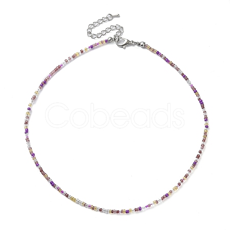 Glass Beaded Necklace NJEW-Z029-05C-1