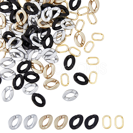 SUPERFINDINGS 300Pcs 4 Style Spray Painted CCB Plastic Linking Rings CCB-FH0001-13-1