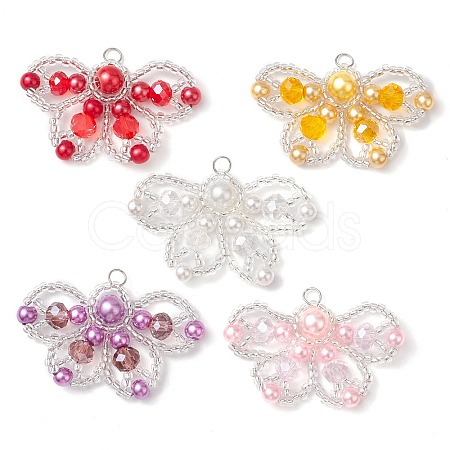 Seed Beads & Glass Pearl Beaded Charms PALLOY-MZ00336-1