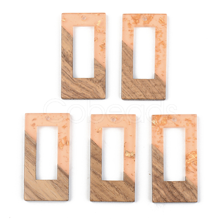 Transparent Resin & Walnut Wood Pendants RESI-S389-057A-B04-1