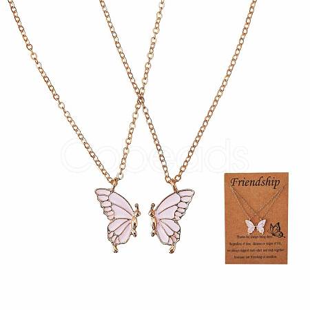 2Pcs Matching Butterfly Necklaces JN1034A-1