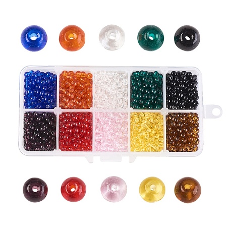 10 Colors Transparent Glass Beads GLAA-JP0002-07-4mm-1