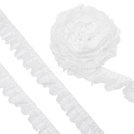 BENECREAT 10 Yards 3-Layer Pleated Chiffon Flower Lace Trim OCOR-BC0005-27A-1