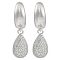 Teardrop Clear Cubic Zirconia Dangle Earrings, Brass Stud Earrings for Women, Platinum, 31x9mm