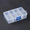 Organizer Storage Plastic Box, Adjustable Dividers Boxes, Rectangle, White, 11x7x3cm, 1 compartment: 3x2.5cm, 8 compartment/box