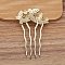 Alloy Hair Comb Findings, Cabochon Settings, Butterfly, Light Gold, 77x50mm