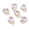 Electroplate Glass Pendants, Back Plated, Faceted, Heart Charms, Clear, 17x12.5x6mm, Hole: 1.4mm