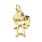 Brass Micro Pave Colorful Cubic Zirconia Pendants, Human, Real 18K Gold Plated, 19x11.5x2mm