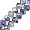 Transparent Crackle Electroplate Glass Beads Strands, Half Plated, Faceted, Abacus, Indigo, 8x6.5mm, Hole: 1.4mm, about 65pcs/strand, 16.34 inch(41.5cm)