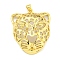 Brass Pendants, Leopard Head, Real 18K Gold Plated, 36x30x11mm, Hole: 4x3.5mm