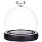 Glass Dome Cover, Diamond-Shaped Handle Decorative Display Case, Cloche Bell Jar Terrarium with Wood Base, Black, Finish Product: 10.3x11.5cm