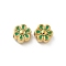 Ion Plating(IP) 304 Stainless Steel Beads, with Enamel, Real 18K Gold Plated, Flower, Sea Green, 9x9x5mm, Hole: 1.2mm