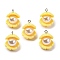 Opaque Resin Pendants, with Iron Loops, Shell Shape, Yellow, 20x18mm, Hole: 2mm