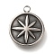 304 Stainless Steel Charms, Flat Round with Star Charm, Stainless Steel Color, 14.5x12x2mm, Hole: 1.6mm