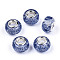 Epoxy Resin European Beads, Large Hole Beads, with Glitter Powder and Platinum Tone Brass Double Cores, Rondelle, Royal Blue, 14x9mm, Hole: 5mm