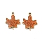 Ion Plating(IP) 316 Stainless Steel Enamel Pendants, Maple Leaf Charm, Real 18K Gold Plated, Chocolate, 16x13x2mm, Hole: 1.2mm