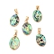 Constellation Natural Paua Shell Pendants, Golden Tone Brass Oval Charms, Taurus, 22x13x3~3.5mm, Hole: 6x3mm