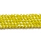 Opaque Solid Color Electroplate Glass Beads Strands, Pearl Luster Plated, Faceted, Bicone, Yellow, 4x4mm, Hole: 0.8mm, about 82~85pcs/strand, 12.01~12.2 inch(30.5~31cm)