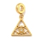 Ion Plating(IP) 304 Stainless Steel Crystal Rhinestone European Dangle Charms, Triangle & Eye Large Hole Pendants, Golden, 28.5mm, Hole: 4.5mm, Pendant: 18x17x2mm