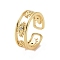 Clear Cubic Zirconia Eye Open Cuff Rings, Brass Jewelry for Women, Golden, Inner Diameter: 18mm