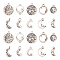 100Pcs 10 Styles Tibetan Style Alloy Ring Pendants, Moon & Star, Cadmium Free & Lead Free, Antique Silver, 19.5x16x3mm, Hole: 1.5mm, 10pcs/style