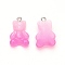 Gradient Color Opaque Resin Pendants, with Glitter Powder and Platinum Tone Iron Peg Bails, Bear, Hot Pink, 23.5x15x6.5mm, Hole: 1.8mm