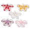 Seed Beads & Glass Pearl Beaded Charms, Butterfly Pendants, Mixed Color, 26x40x6mm