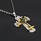 Punk Style Alloy Black Enamel Cross Pendant Necklaces, Cable Chain Necklaces for Men, Golden, 23.62 inch(60cm)