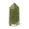 Resin Hexagonal Prism Display Decoration, with Natural Peridot Chips inside for Home Office Decoration, 51x24x9mm