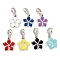 Rack Plating Alloy Enamel Flower European Dangle Charms, Large Hole Pendants, Platinum, Mixed Color, 28mm, Hole: 4.6mm, Flower: 17.5x15x2mm