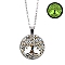 Tree of Life Night Light Necklace for Women, Time Glass Gemstone Glowing Pendants, Platinum, 17.72 inch(45cm)