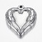 Tarnish Resistant 304 Stainless Steel Pendants, Heart Wing, Stainless Steel Color, 21.5x20x4mm, Hole: 1.5mm