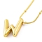 Ion Plating(IP) Initial Letter 304 Stainless Steel Pendant Necklaces, Real 18K Gold Plated, Letter W, 15.91 inch(40.4cm), Pendant: 19.3x17.3mm