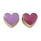 Ion Plating(IP) 304 Stainless Steel Enamel Beads, Two Tone Beads, Heart, Real 14K Gold Plated, Purple, 5x6x4mm, Hole: 1.6mm