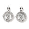 Brass Micro Pave Cubic Zirconia Pendants, with Shell, Flat Round with Women Charms, Platinum, 18.5x17x3mm, Hole: 1.6mm