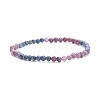 Natural Red Corundum/Ruby & Sapphire Round Beaded Stretch Bracelet BJEW-JB07900-01-1