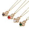 Brass Micro Pave Cubic Zirconia Pendant Necklaces for Women NJEW-E106-17KCG-1