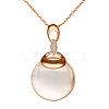 Real Rose Gold Plated Tin Alloy Cat Eye Flat Round Pendant Necklaces NJEW-BB06262-RG-1
