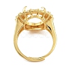 Rack Plating Oval Brass Micro Pave Cubic Zirconia Adjustable Ring Components KK-Q819-14G-3