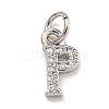 Initial Letter Brass with Cubic Zirconia Charms KK-Q814-26P-P-1