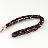 Women's Dyed Feather Braided Suede Cord Headbands OHAR-R186-05-4