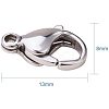 304 Stainless Steel Lobster Claw Clasps STAS-PH0010-08-2