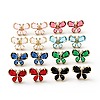 Cubic Zirconia Butterfly Stud Earrings KK-D080-17G-1