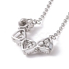 2 in 1 Four Clear Cubic Zirconia Clover Pendant Necklace NJEW-H163-01P-4