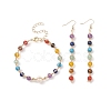 Natural & Synthetic Mixed Stone & Pearl Beaded Dangle Earrings & Bracelet SJEW-JS01261-1