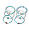 3Pcs 3 Styles Summer Beach Turtle Dyed Synthetic Turquoise & Shell Bead Bracelet Sets BJEW-JB10313-4