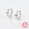 Anti-Tarnish Rhodium Plated Platinum 925 Sterling Silver Micro Pave Clear Cubic Zirconia Hoop Earrings UZ5927-2-1